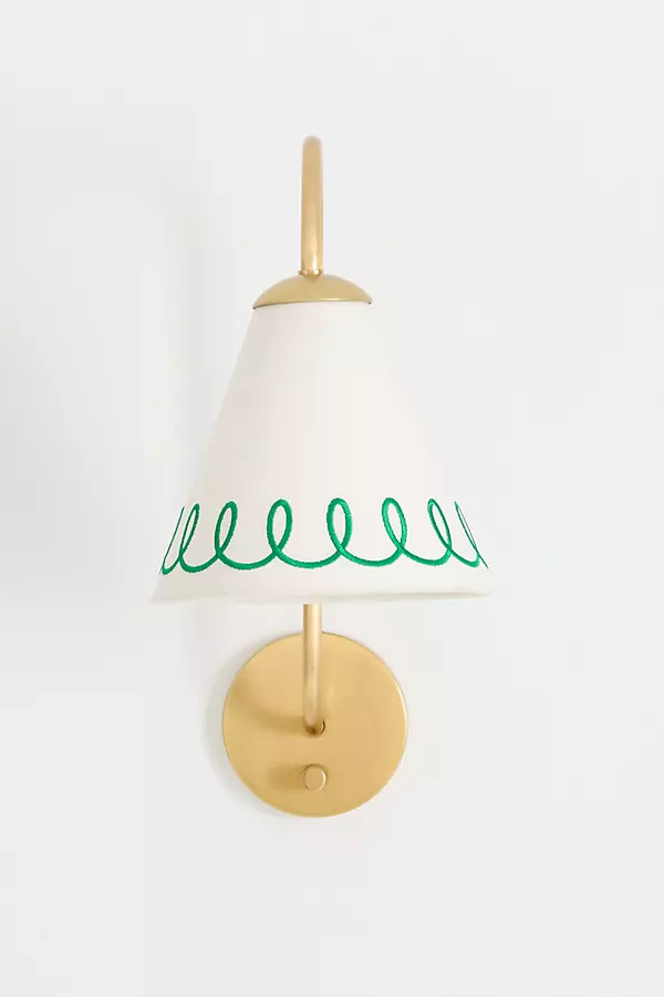Maeve Embroidered Loop Shaded Sconce Wall Light | Anthropologie (US)