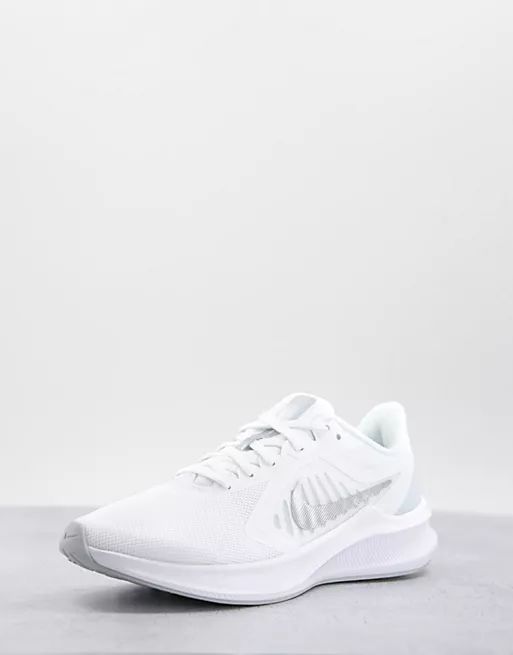 Nike Training Downshifter 10 trainers in white and silver | ASOS (Global)