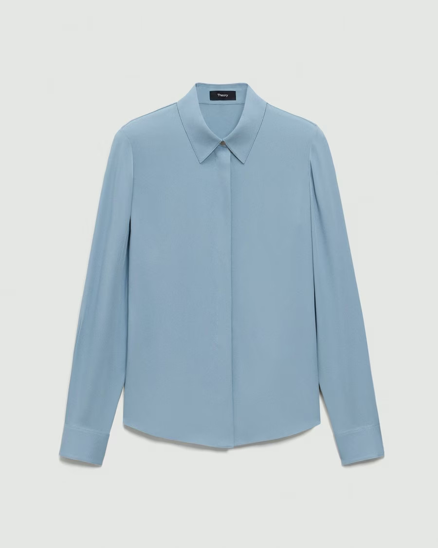 Fitted Shirt in Silk Georgette | Theory