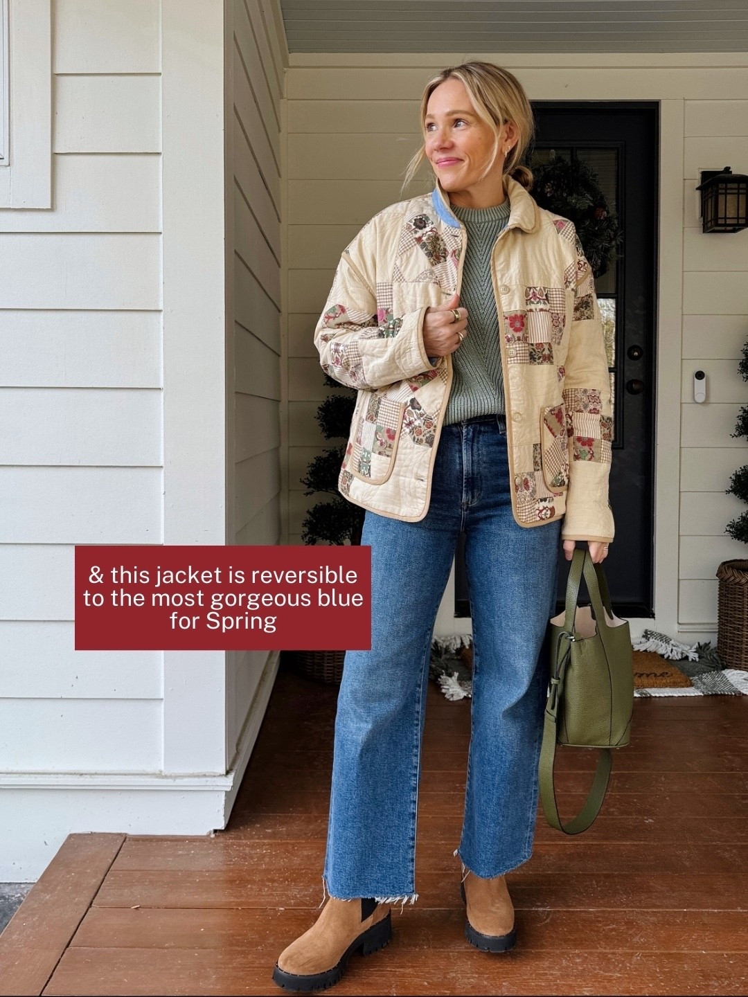 use code YOUROCK at Tuckernuck, wearing my regualr size small in patchwork jacket that's reversible to a gorgeous Spring blue ~ The horse crossbody bag with removeable strap ~ Agolde Harper crop jeans wearing regular size ~ Freda Salvador Rain resistant Boots ~ eby underwear size up to Medium ~ Madewell perfect white tee wearing a small ~ Demylee sweater in washed cotton, small ~ xo, Claire

#LTKootd #LTKOver40 #LTKSaleAlert