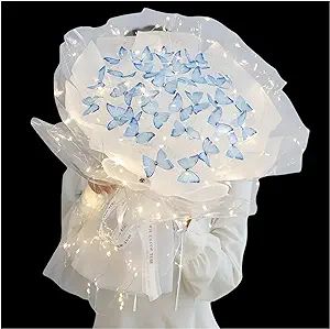 Aiouclay Artificial Flowers, DIY Flower Art Craft Kit, 33 Pcs Butterfly Flower Bouquets with LED ... | Amazon (US)