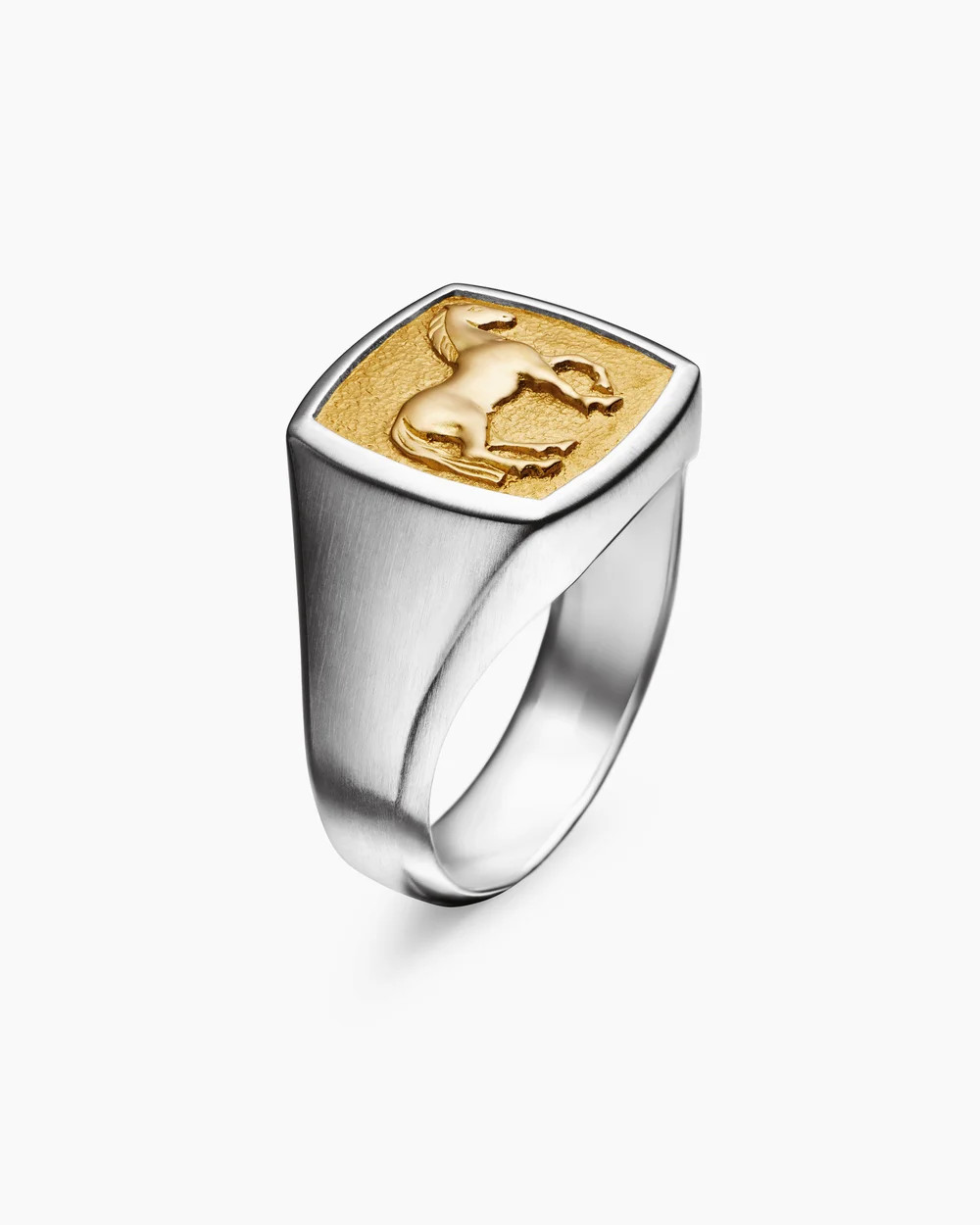 David Yurman | Petrvs Horse Pinky Ring in Sterling Silver with 18K Yellow Gold, 14.8mm | David Yurman