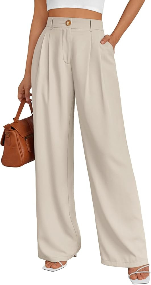 AUTOMET Womens Wide Leg Dress Pants Business Casual Work Outfits | Amazon (US)