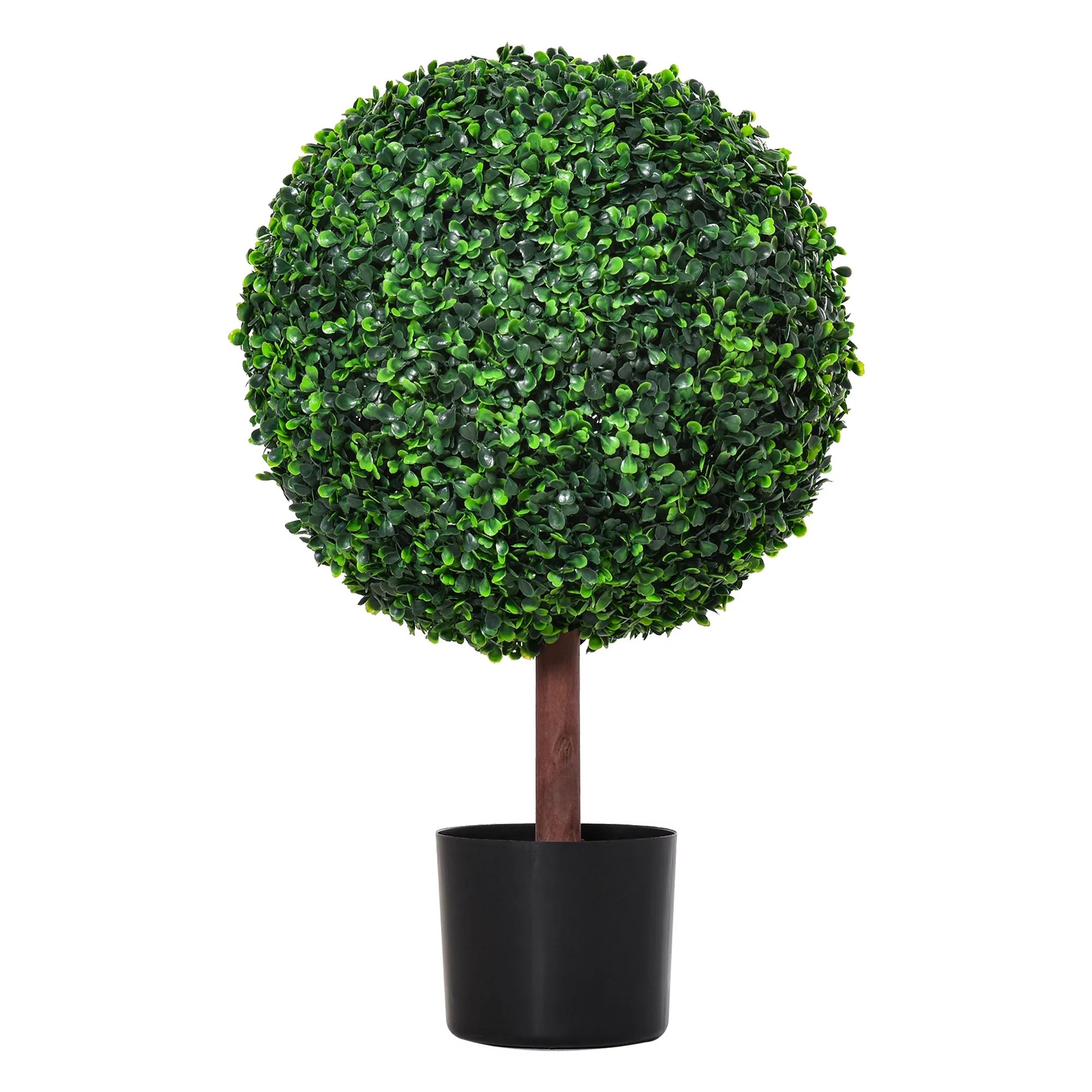 Outsunny 23.5" Artificial Boxwood Topiary Ball Tree, Fake Decorative Plant, Nursery Pot Included ... | Walmart (US)