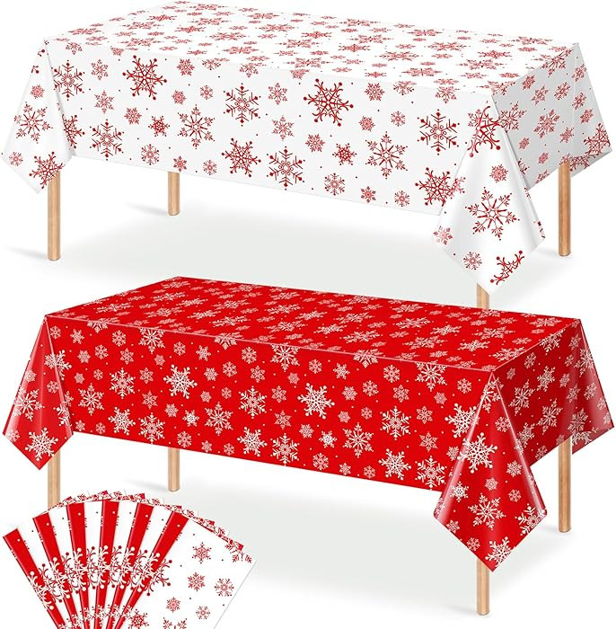 12 Pieces Christmas Snowflake Plastic Party Tablecloth Decorations,54x108 inch Disposable White R... | Amazon (US)