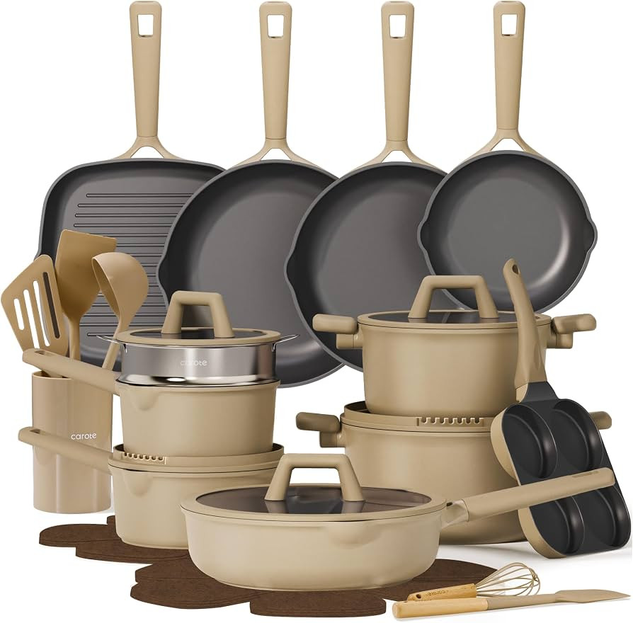 CAROTE 31PCS Pots and Pans Set, Nonstick Cookware Set Kitchen Non Stick Induction Titanium Cookwa... | Amazon (US)