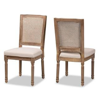 Baxton Studio Louane Beige and Natural Brown Dining Chair (Set of 2) 200-2P-12336-HD | The Home Depot