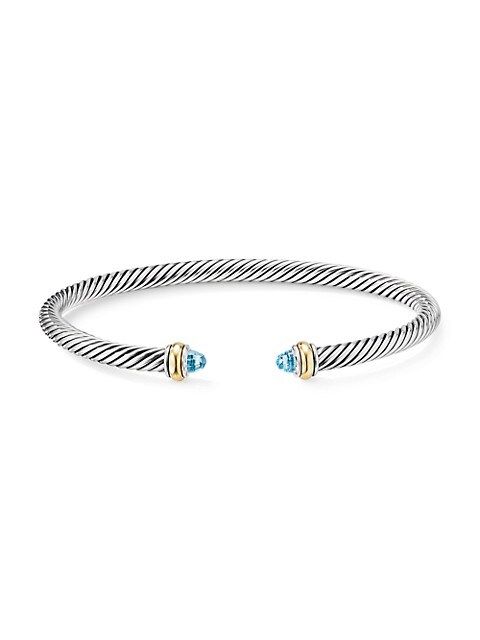 Cable 18K Yellow Gold, Sterling Silver &amp; Gemstone Bracelet | Saks Fifth Avenue