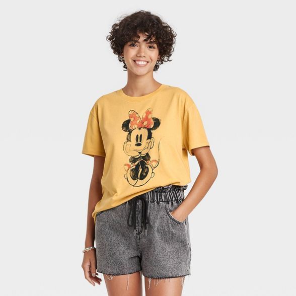 Women's Minnie Mouse Short Sleeve Graphic T-Shirt - Yellow | Target