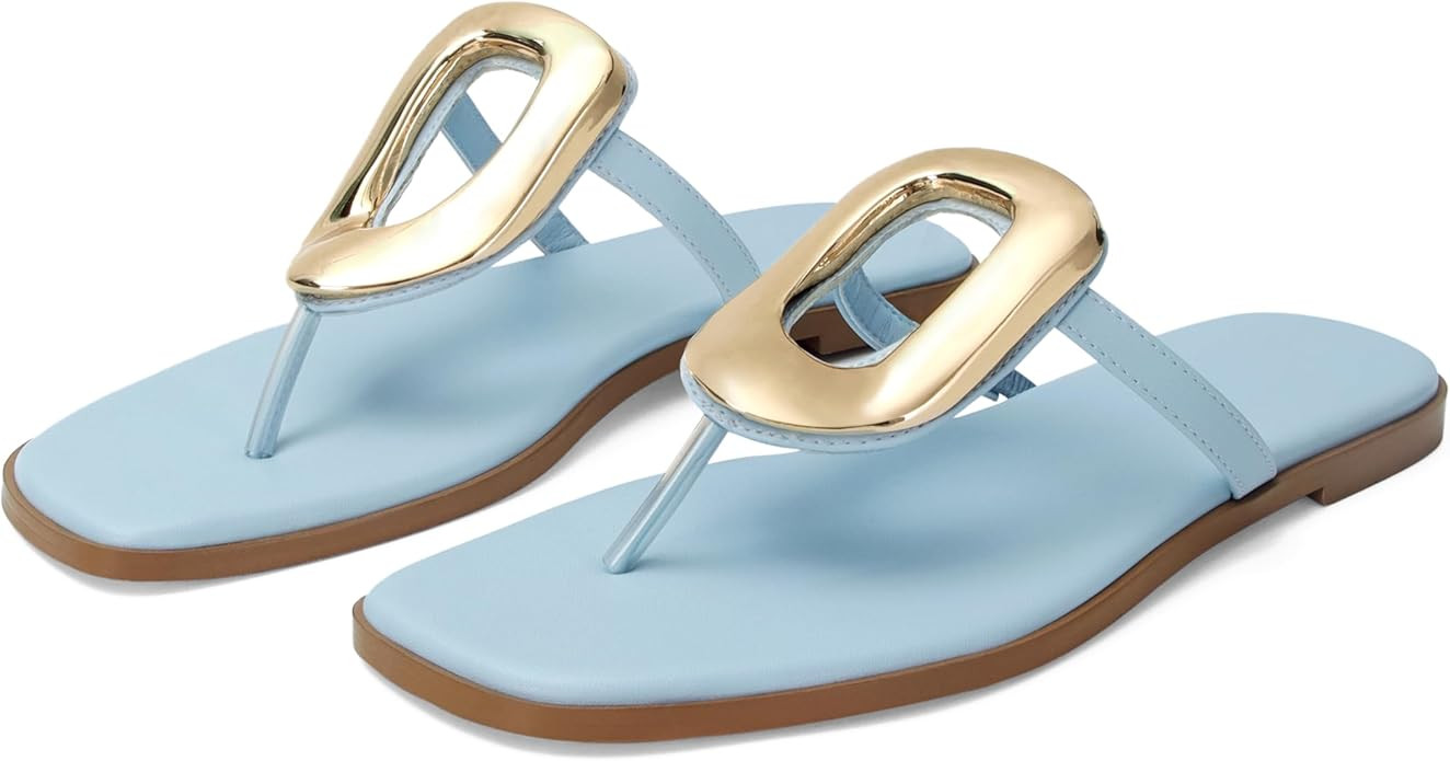 Wnshonzy Flip-Flops for Women Thong Sandals Flat Slip on Slides Beach Comfort Open Square Toe Lad... | Amazon (US)