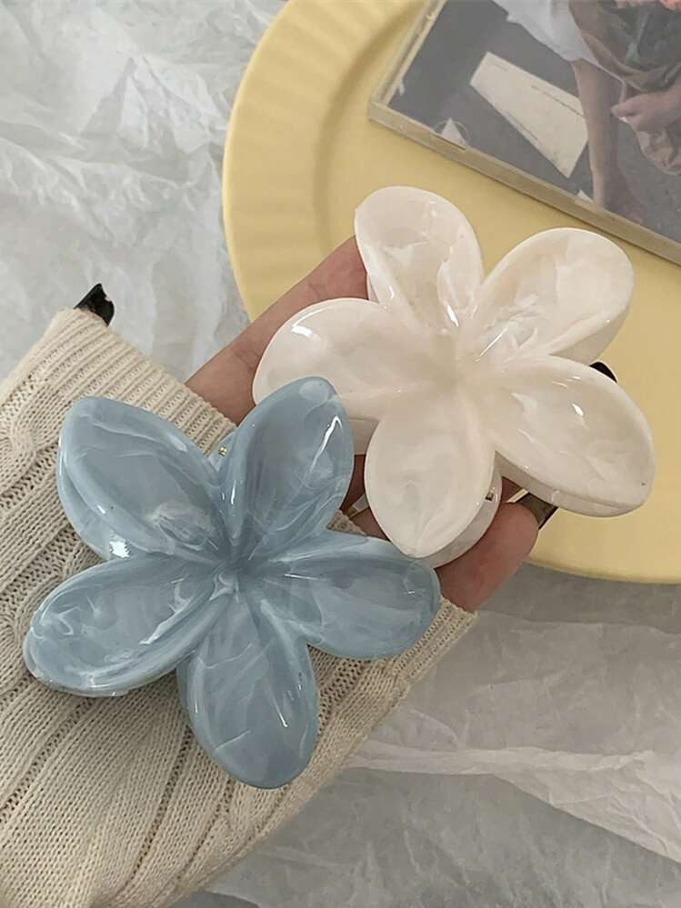 2 Piezas Pinzas De Pelo De Plástico Grandes De 8 Cm Con Diseño Floral Degradado Para Mujer, Accesorios Elegantes Y Minimalistas Adecuados Para Uso Diario, Casual, De Fiesta, Viajes, Peinado, Lavado De Cara, Maquillaje, Combinación De Atuendos, San Valentín, Verano, Escuela, Universidad, Otoño E Invierno | SHEIN