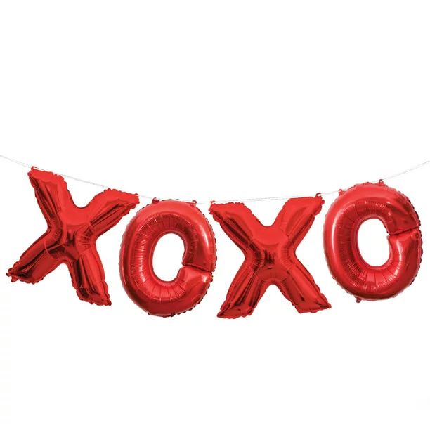 Foil "XOXO" Letter Balloon Banner, 9 ft, Red, 1ct | Walmart (US)