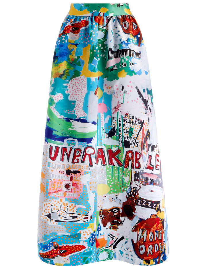 A+O X BASQUIAT TINA TEA LENGTH SKIRT | Alice + Olivia