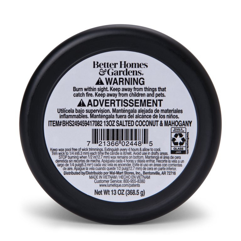 Better Homes & Gardens 13oz Salted Coconut & Mahogany Scented Wooden Wick Jar Candle | Walmart (US)