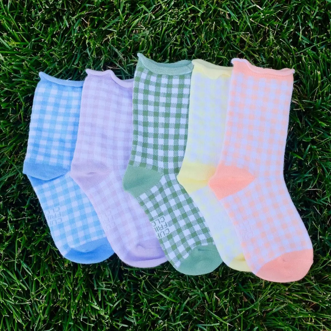 Summer Spring Cotton Socks - Fashion, Pastel Pink Gingham Socks. Checkered Gift for Her, Cozy, Tr... | Etsy (US)