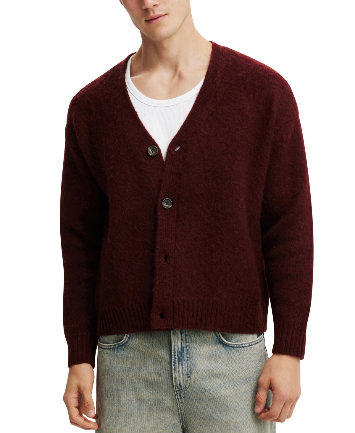 Cotton On Men's Cropped Cardigan Sweater - Mahogany | Macy's
