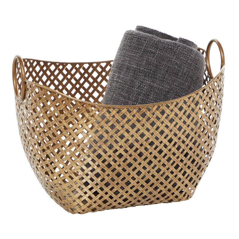 16.75"x11.5" Large Gold Metal Basket - Olivia & May | Target