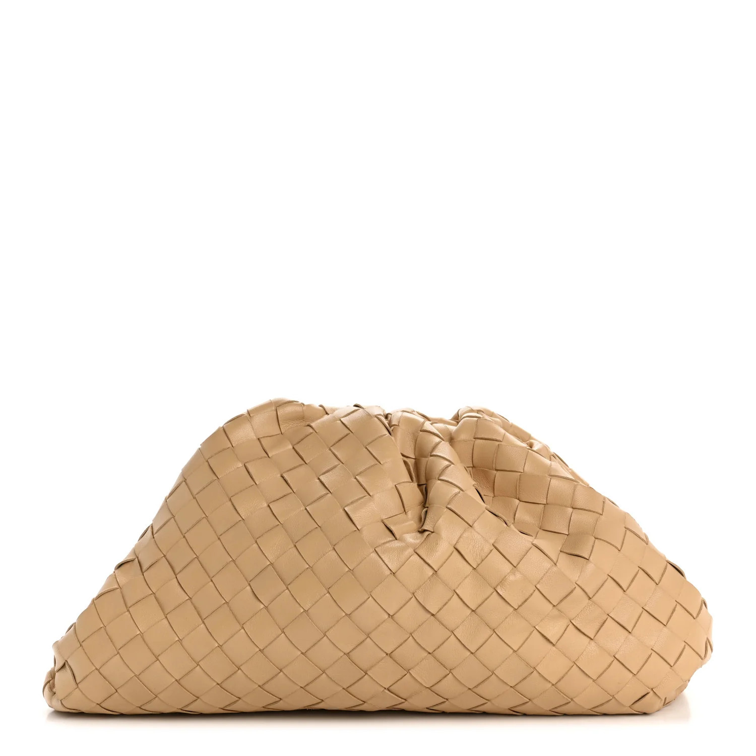 Bottega Veneta Nappa Maxi Intrecciato The Pouch Oversized Clutch Almond 1725077 | FASHIONPHILE (US)