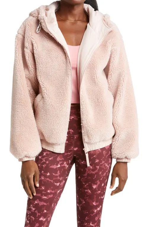 zella Logan Faux Shearling Jacket in Pink Smoke at Nordstrom, Size Medium | Nordstrom