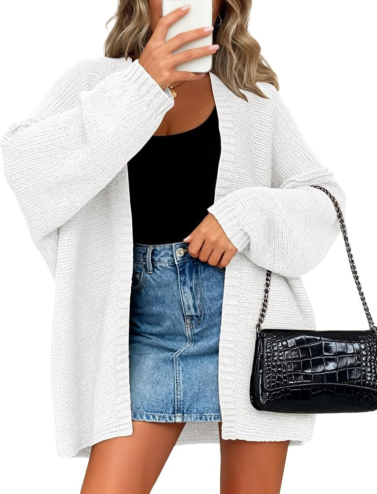BTFBM Fall Cardigan Sweaters for Women Lightweight Casual Long Sleeve Ribbed Knit Sweater Solid O... | Amazon (US)