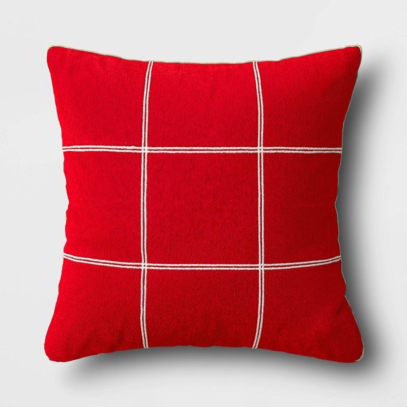 Oversized Windowpane Plaid Embroidered Boucle Square Throw Pillow - Threshold™ | Target