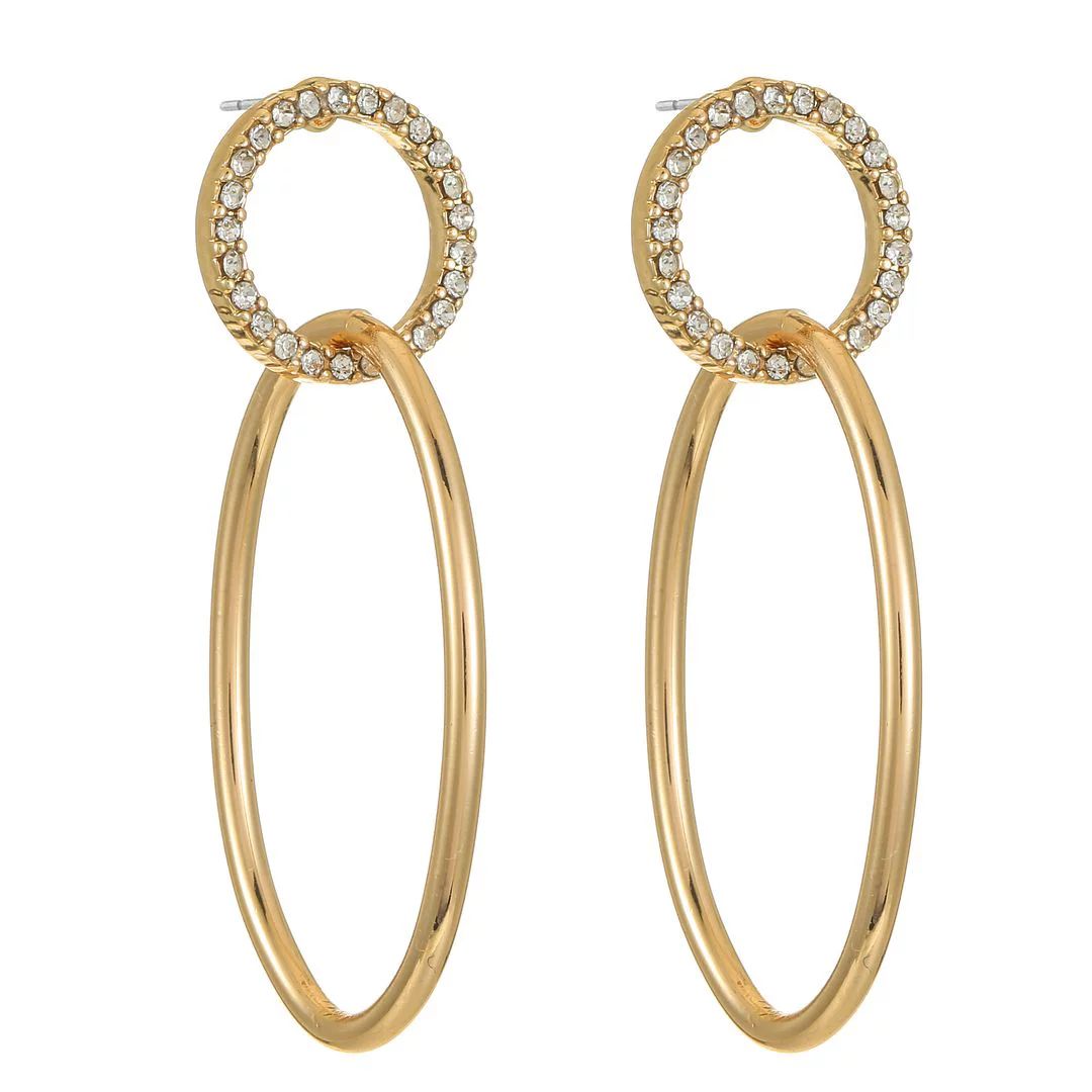 Time and Tru Women's Goldtone Drop Earring with Pave Stones | Walmart (US)