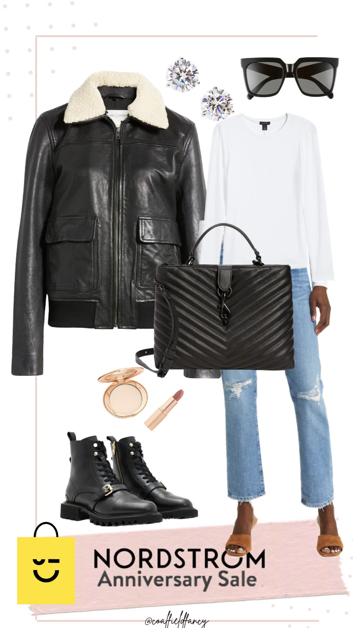Nordstrom Anniversary Sale
Casual outfit
Black leather Sherpa  jacket
Black bag
White top
Black boots

#LTKsalealert #LTKxNSale