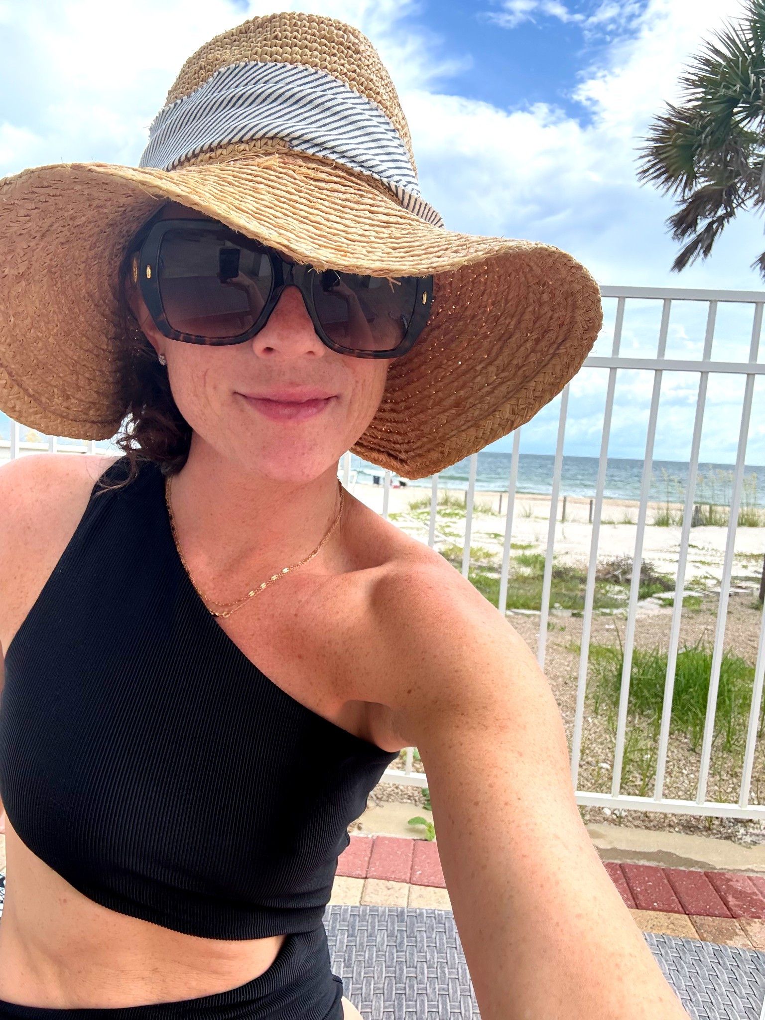 Beach Riot Celine Ribbed One Piece, Hat Attack Beach Hat and Tory Burch Square Frames - Florida Packing List

#LTKSwim #LTKSeasonal