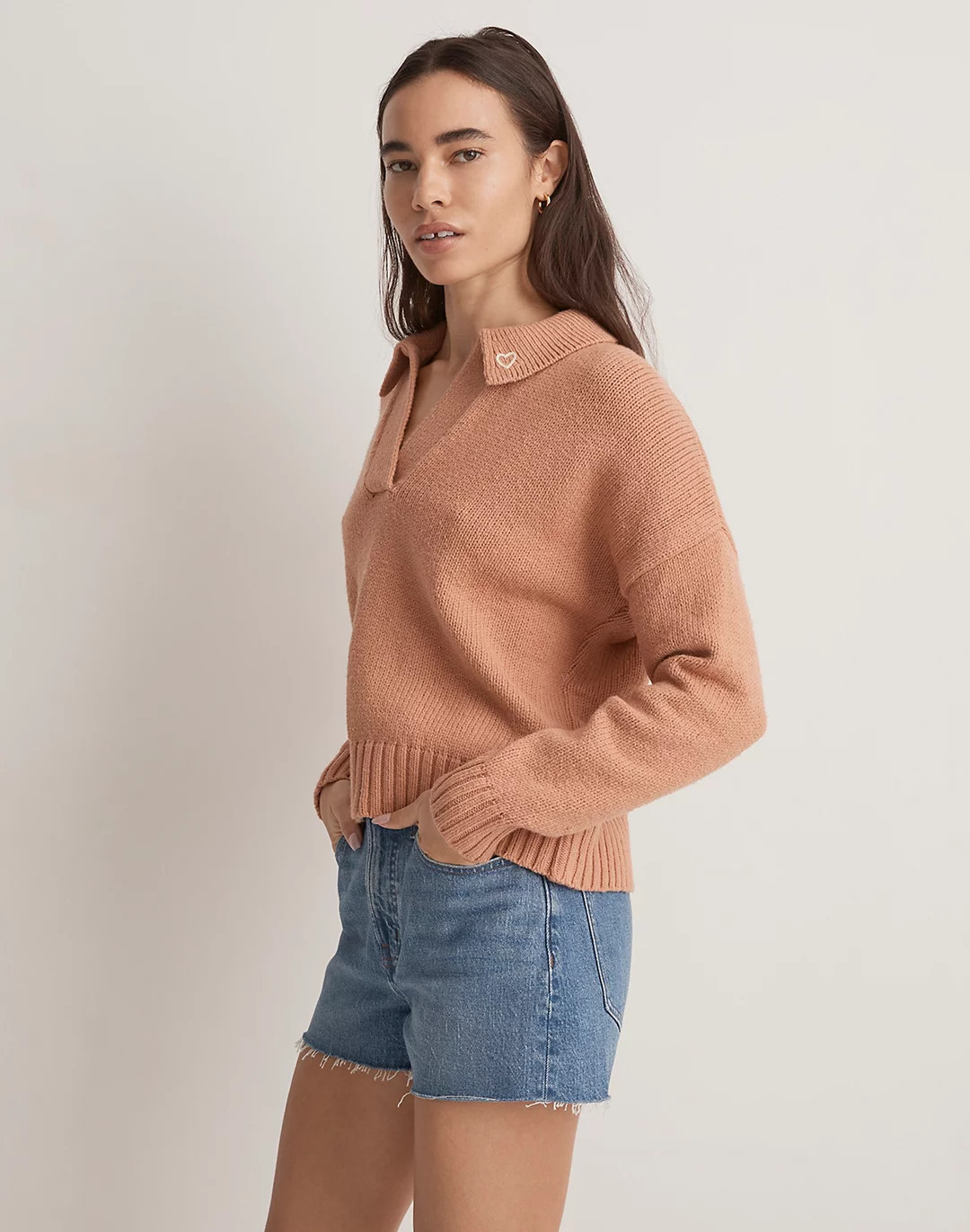 Heart-Embroidered Polo Sweater | Madewell
