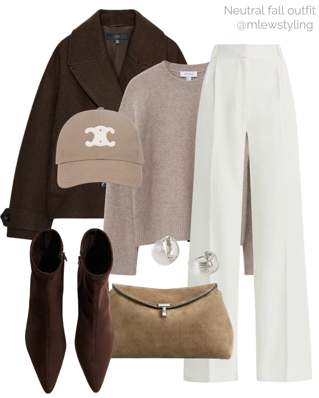 Chic neutral fall outfit 🤎

Tags: chocolate brown wool coat, new-in Zara, & other stories mohair sweater, favorite daughter tailored trousers, white pants, toteme suede t-lock clutch, suede ankle boots, Celine baseball cap, autumn outfit, fall fashion, elevated outfit 

#LTKItBag #LTKStyleTip #LTKShoeCrush