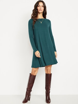 Long-Sleeve Mini Swing Dress | Old Navy (US)