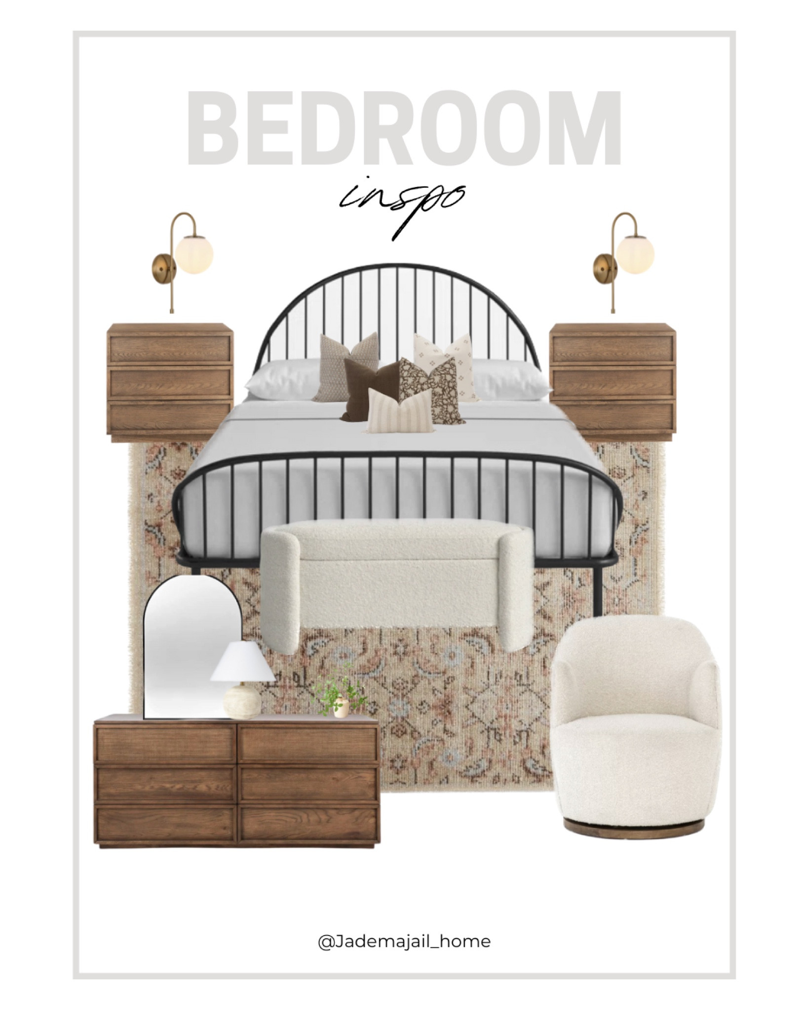 Bedroom design inspiration ✨

Metal bed frame, bed frame, rug, accent rug, dresser, side table, night stand, modern home, modern design, accent chair, bench, mirror, organic home, sconce, pillows, mood board, earthy home

#LTKFind #LTKhome #LTKunder100