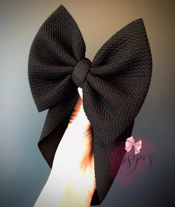 Classic Solid Black 5 Inch Head Wrap Bow Infant Toddler Turban | Etsy | Etsy (US)