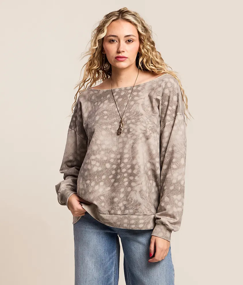 Doe Print Boatneck Pullover | Buckle
