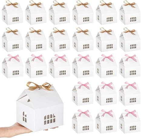 OMISTAR House Shaped Gift Boxes - 50 Pcs House Shaped Paper Bakery Packaging Candy Box With Gold ... | Amazon (US)