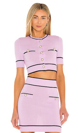 Pearl Short Sleeve Cardigan in Lilac & Purple in Lilac & Black | Revolve Clothing (Global)