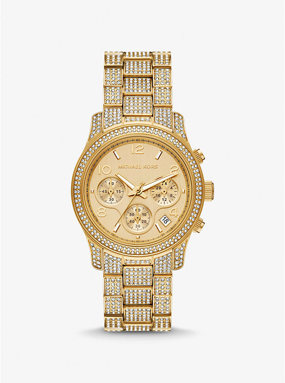 Runway Pavé Gold-Tone Watch | Michael Kors US