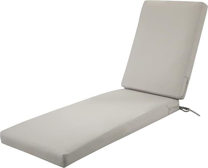 Classic Accessories Ravenna Water-Resistant 72 x 21 x 3 Inch Patio Chaise Lounge Cushion, Mushroo... | Amazon (US)