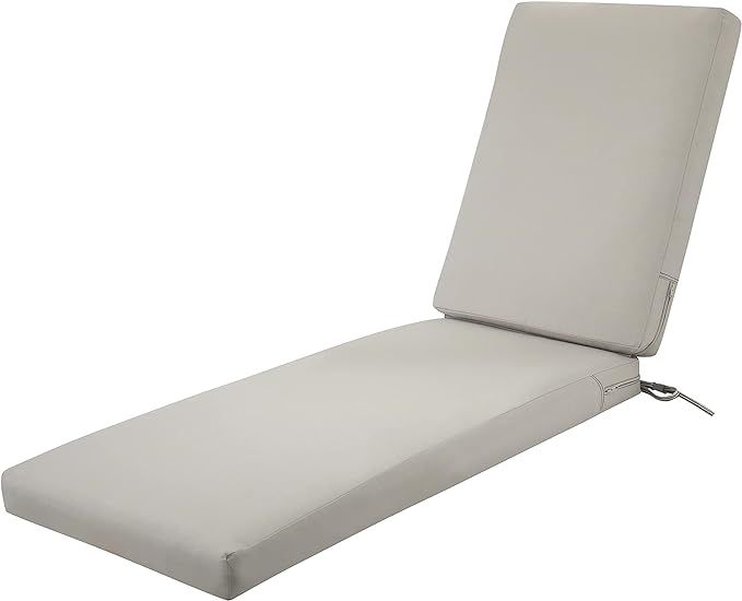 Classic Accessories Ravenna Water-Resistant 72 x 21 x 3 Inch Patio Chaise Lounge Cushion, Mushroo... | Amazon (US)