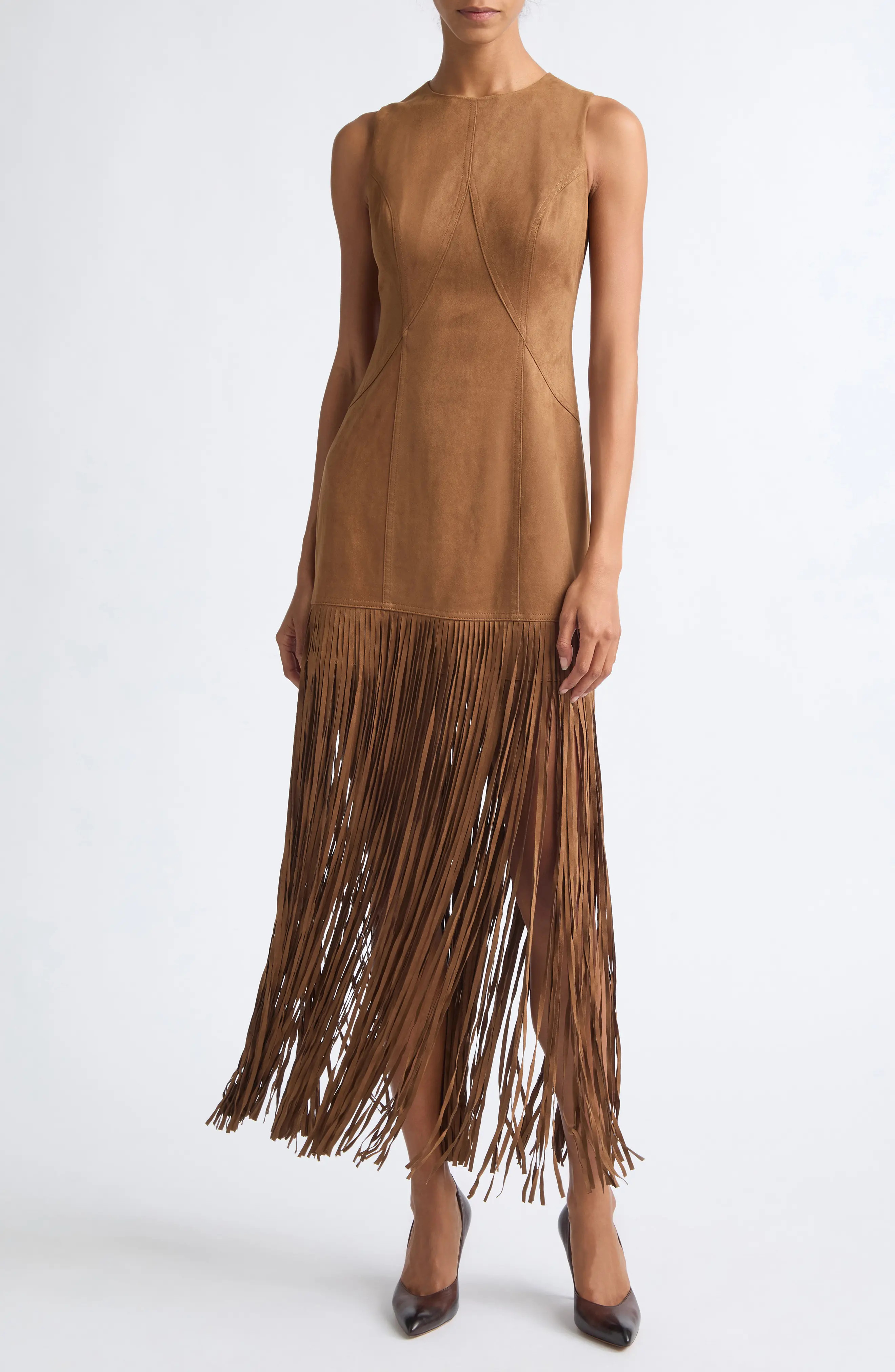 Toccin Esther Faux Suede Fringe Minidress in Cedar at Nordstrom, Size 2 | Nordstrom