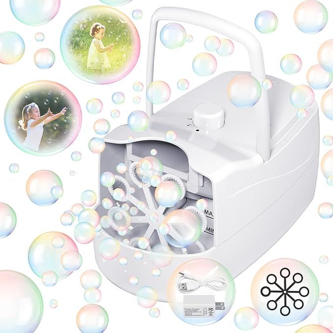 Bubble Machine Automatic Bubble Blower, 18000+ Bubbles Per Minute with 2 Speeds, 8 Wands Bubble M... | Amazon (US)