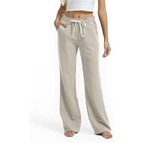 SEVEGO Tall Women Casual Linen Pants 30"/32"/34"/36" Inseam Drawstring Smocked Waist Beach Summer... | Amazon (US)