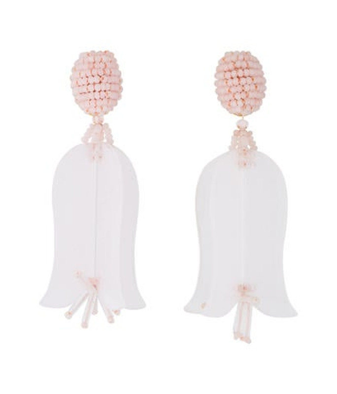 Oscar de la Renta Flower Bead Drop Clip-On Earrings Pink Oscar de la Renta Flower Bead Drop Clip-On Earrings | The RealReal