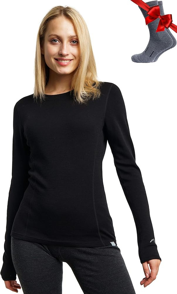 Merino.tech Merino Wool Base Layer Women - 100% Merino Wool Heavyweight, Midweight, Lite Long Sle... | Amazon (US)