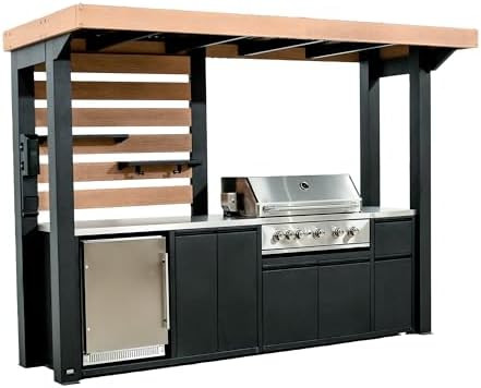 Backyard Discovery Fusion Flame Galvanized Steel Covered Outdoor Kitchen with 5-Burner Stainless,... | Amazon (US)