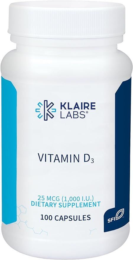 Klaire Labs Vitamin D3 1000 IU - High Potency 25 Micrograms, Hypoallergenic Bone & Immune Support... | Amazon (US)