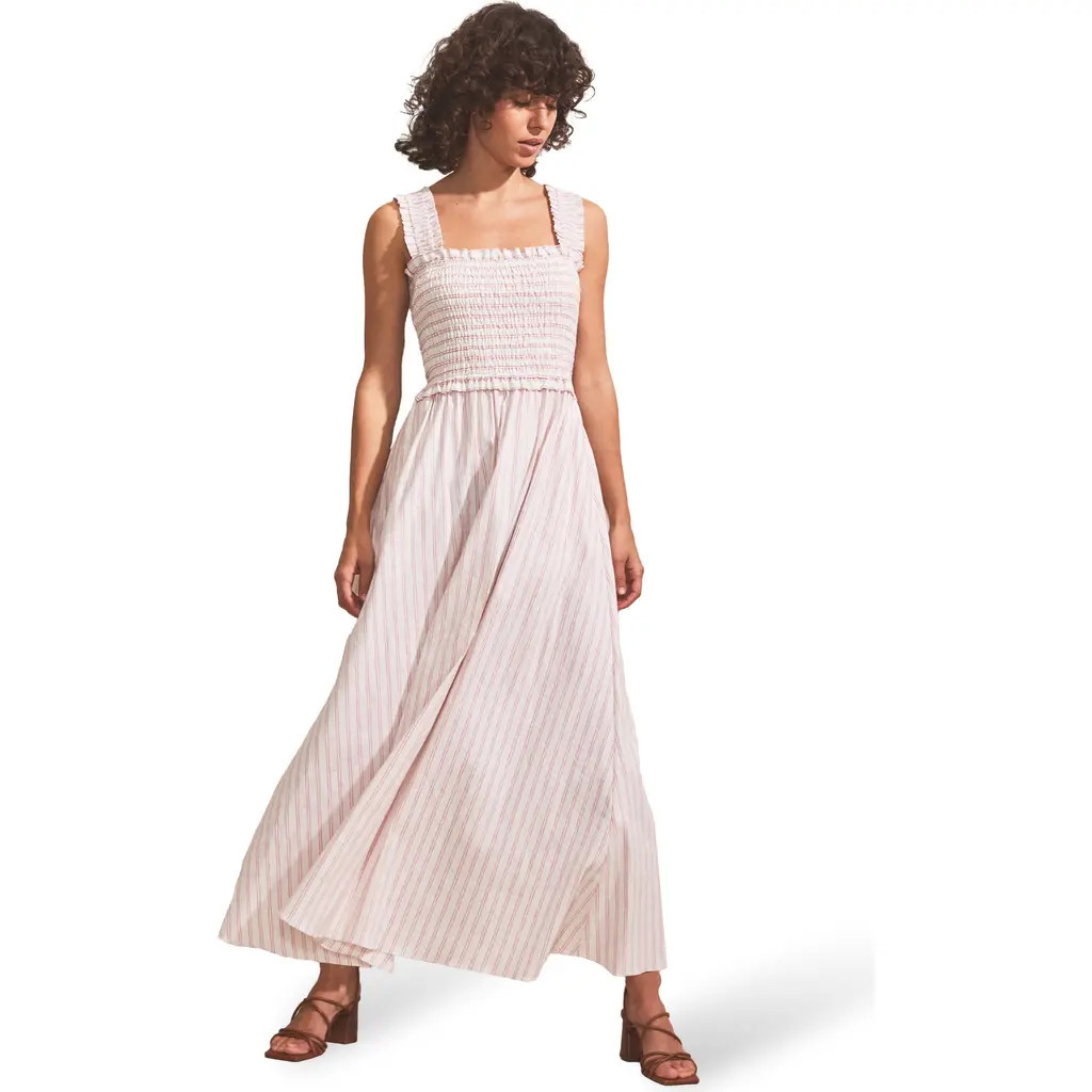 Ro&Zo Stripe Shirred Dress in Pink at Nordstrom, Size 2 | Nordstrom