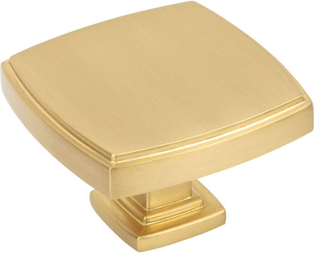 Jeffrey Alexander 1-3/4" Overall Length Brushed Gold Square Renzo Cabinet Knob | Amazon (US)