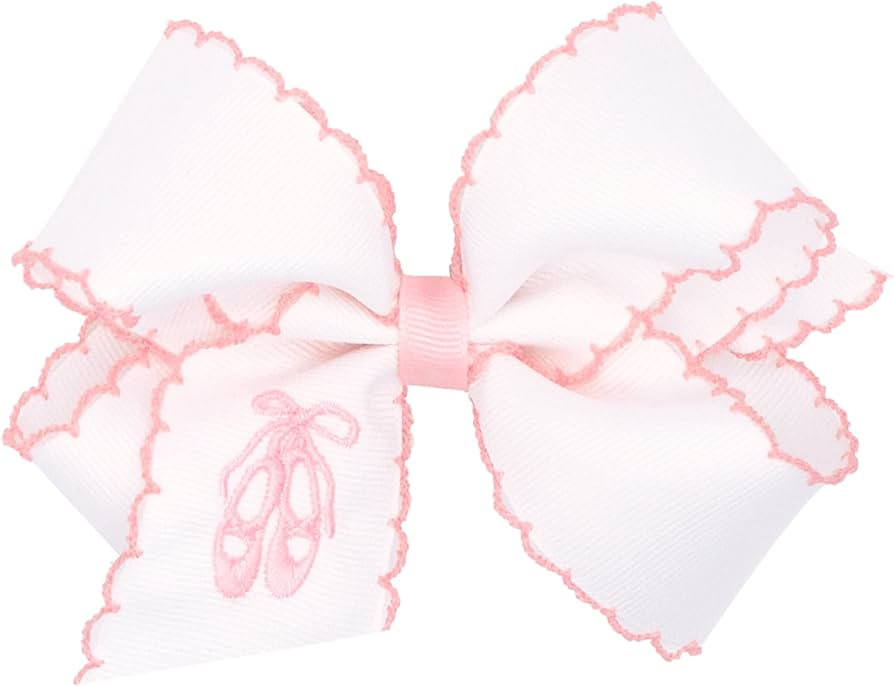 Wee Ones Girls' Princess Print Embroidered Grosgrain Hair Bow on a WeeStay No-Slip Hair Clip, Medium | Amazon (US)