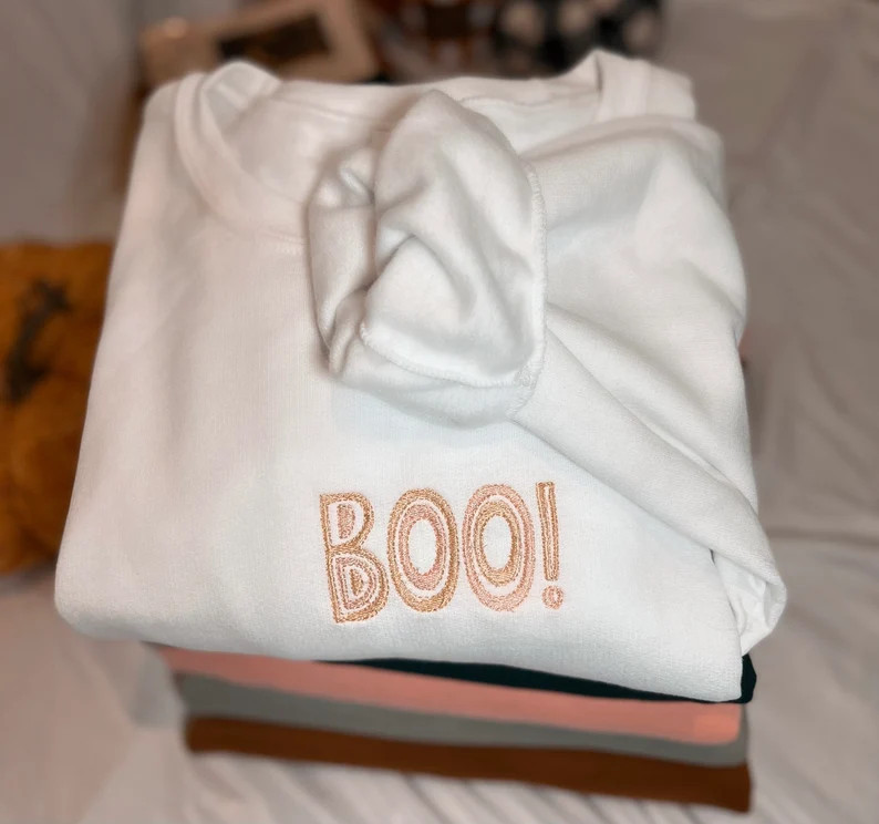 Boo sweatshirt, halloween trick or treat sweatshirt, Halloween crewneck, Fall sweatshirt, ghost s... | Etsy (US)